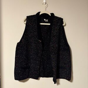 Black Tweed Vest with Multicolor Speckles XL Boutique
